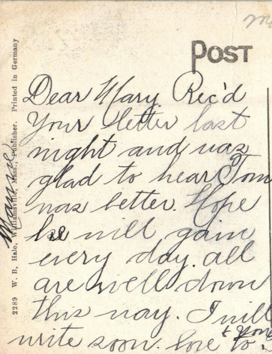 1907 Lake Dennison, Looking South Winchendon Massachusetts MA Posted Postcard