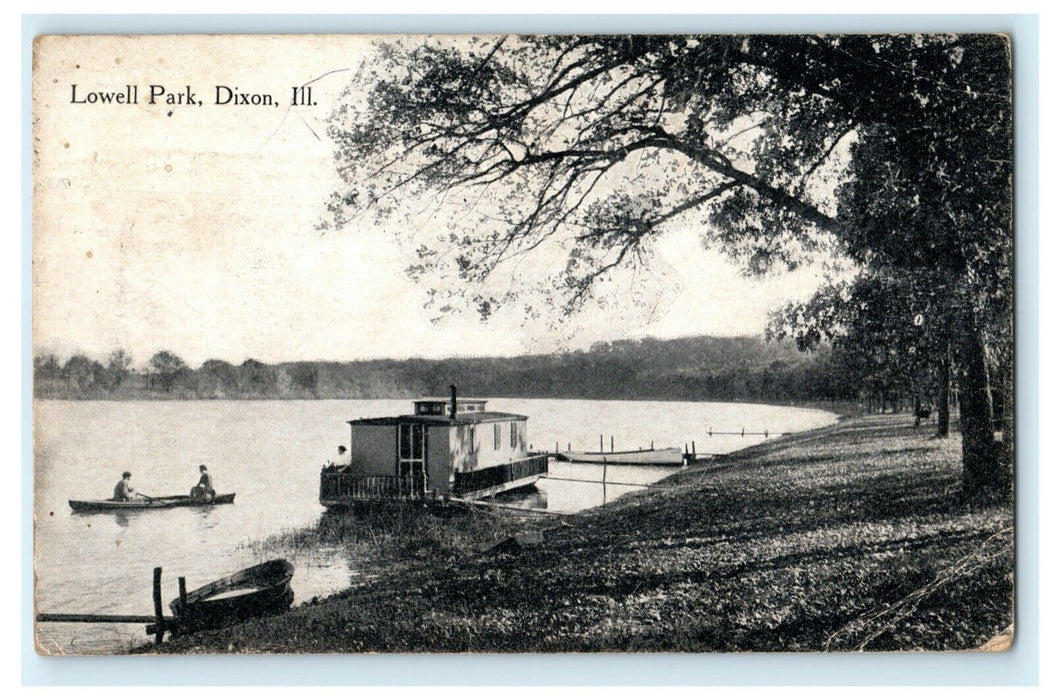 Lowell Park Dixon Illinois 1914 Tampico Lake Vintage Antique Postcard