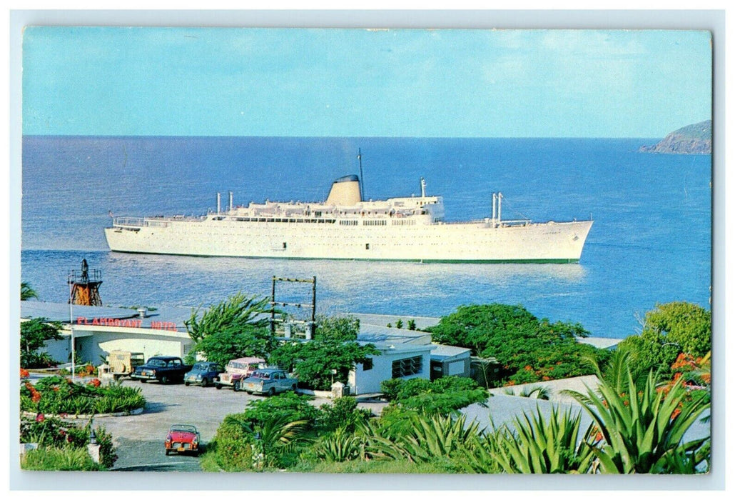M/S Victoria Caribbean Cruise Ship Entering Harbor Sto. Thomas VI Postcard