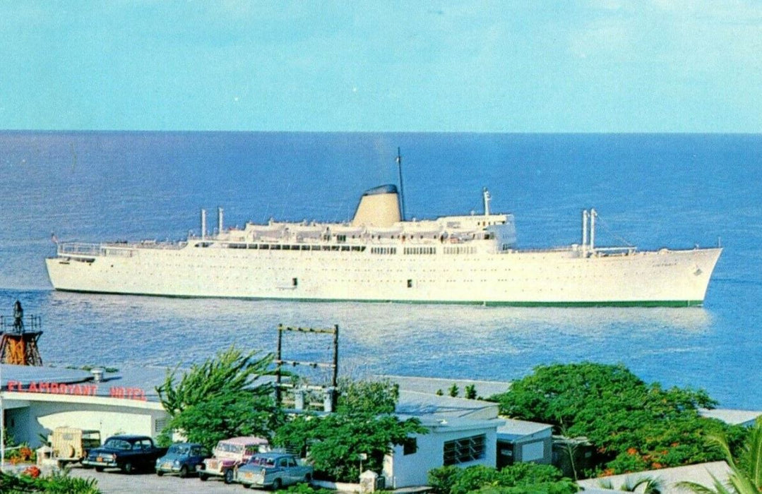 M/S Victoria Caribbean Cruise Ship Entering Harbor Sto. Thomas VI Postcard