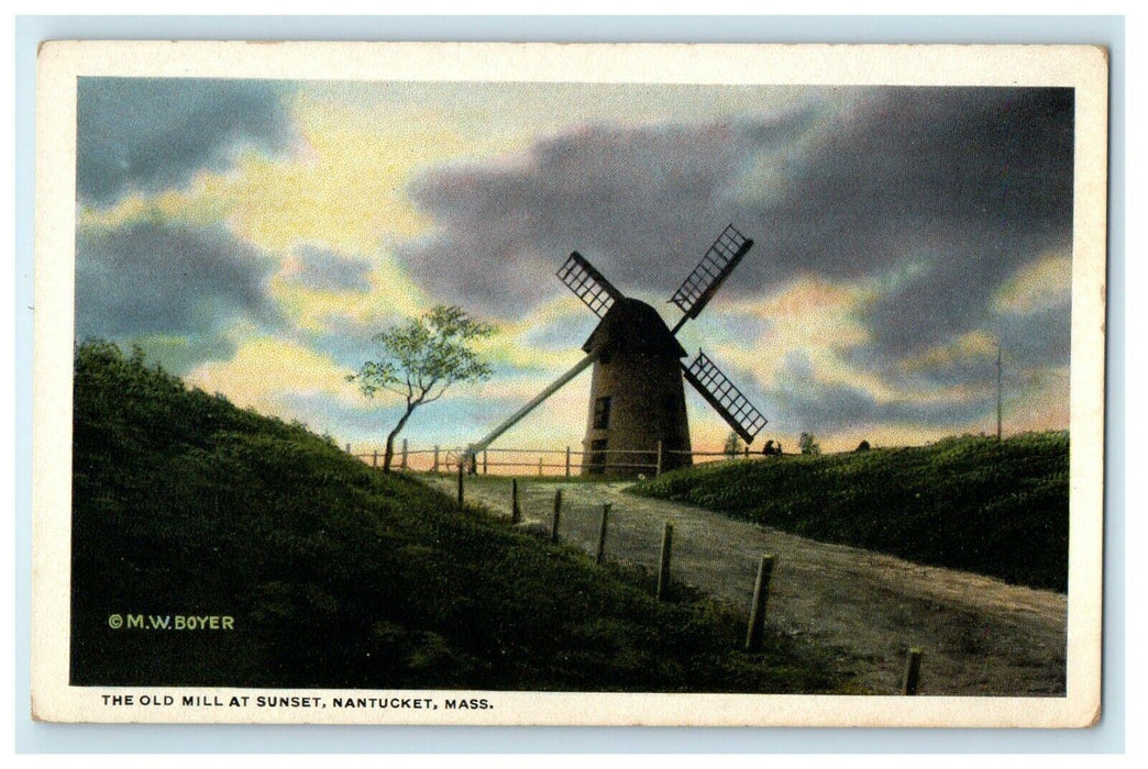 c1910 The Old Mill At Sunset Nantucket Massachusetts MA Antique Postcard