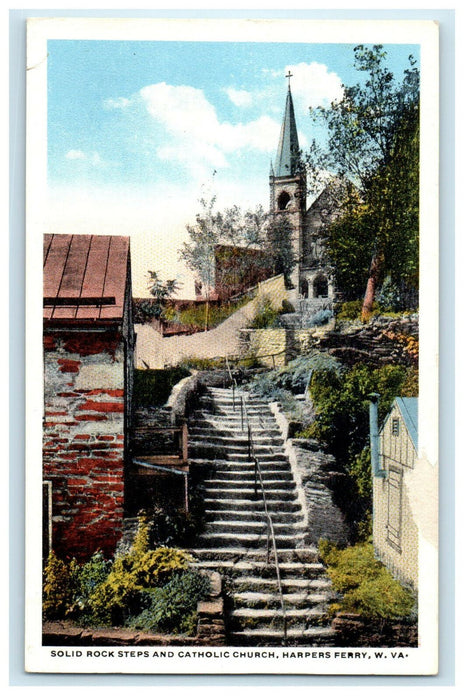 c1920s Catholic Church View, Harpers Ferry West Virginia WV Unposted Postcard