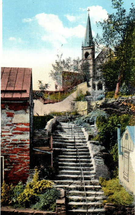 c1920s Catholic Church View, Harpers Ferry West Virginia WV Unposted Postcard