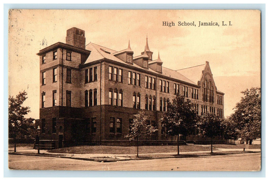 1911 High School View, Jamaica Long Island LI Posted Antique Postcard