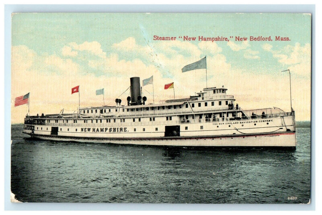 1912 Steamer "New Hampshire" New Bedford, Massachusetts MA Postcard