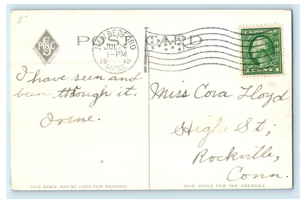 1912 Steamer "New Hampshire" New Bedford, Massachusetts MA Postcard
