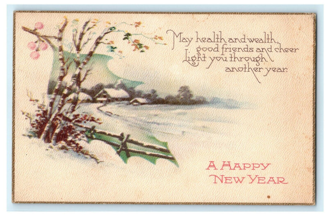 Snow House New Year 1923 Pearl City Illinois Embossed Vintage Antique Postcard