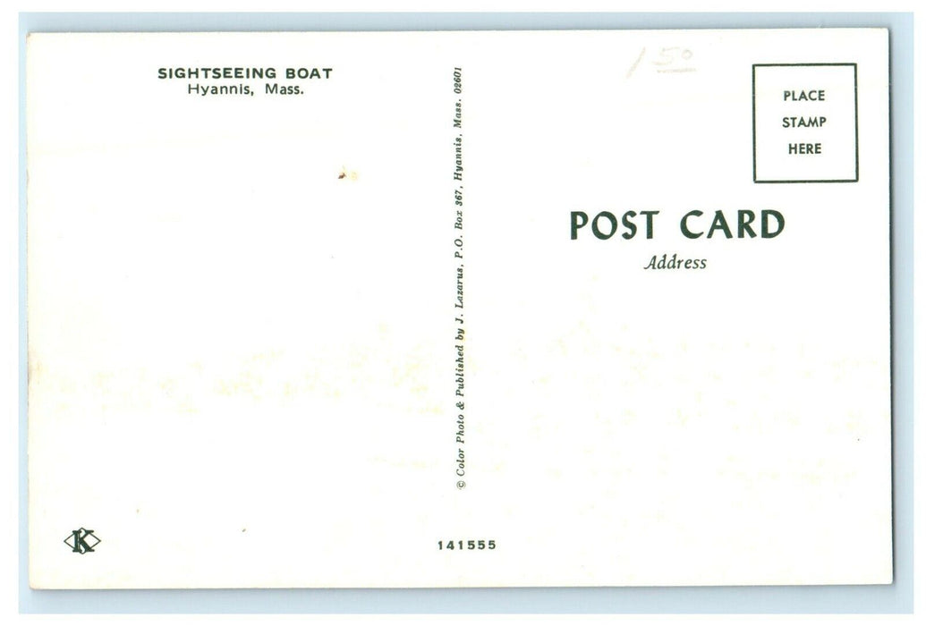 c1950's Sightseeing Boat Tours Hyannis Massachusetts MA Vintage Postcard