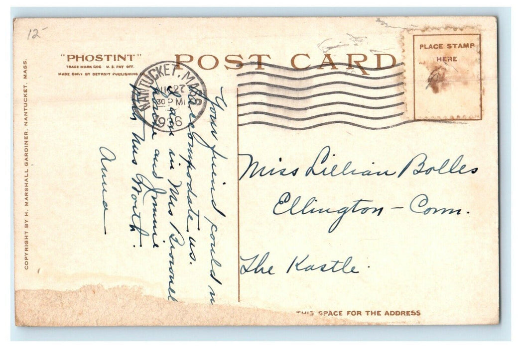 1936 Fishing Schooners Boats Dock Nantucket Massachusetts MA Vintage Postcard