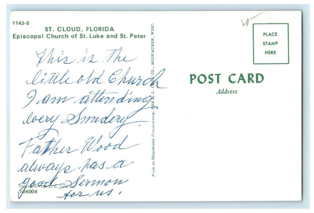 c1950's Episcopal Church Of St. Luke And St. Peter St. Cloud Florida FL Postcard