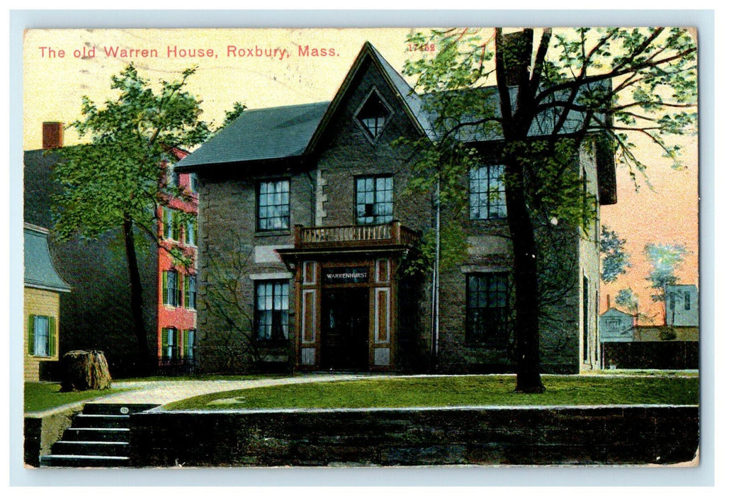 1910 The Old Warren House, Roxbury Massachusetts MA Posted Cancel Postcard