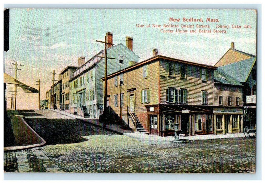 1910 Quaint Street and Johney Cake Hill, New Bedford, Massachusetts MA Postcard