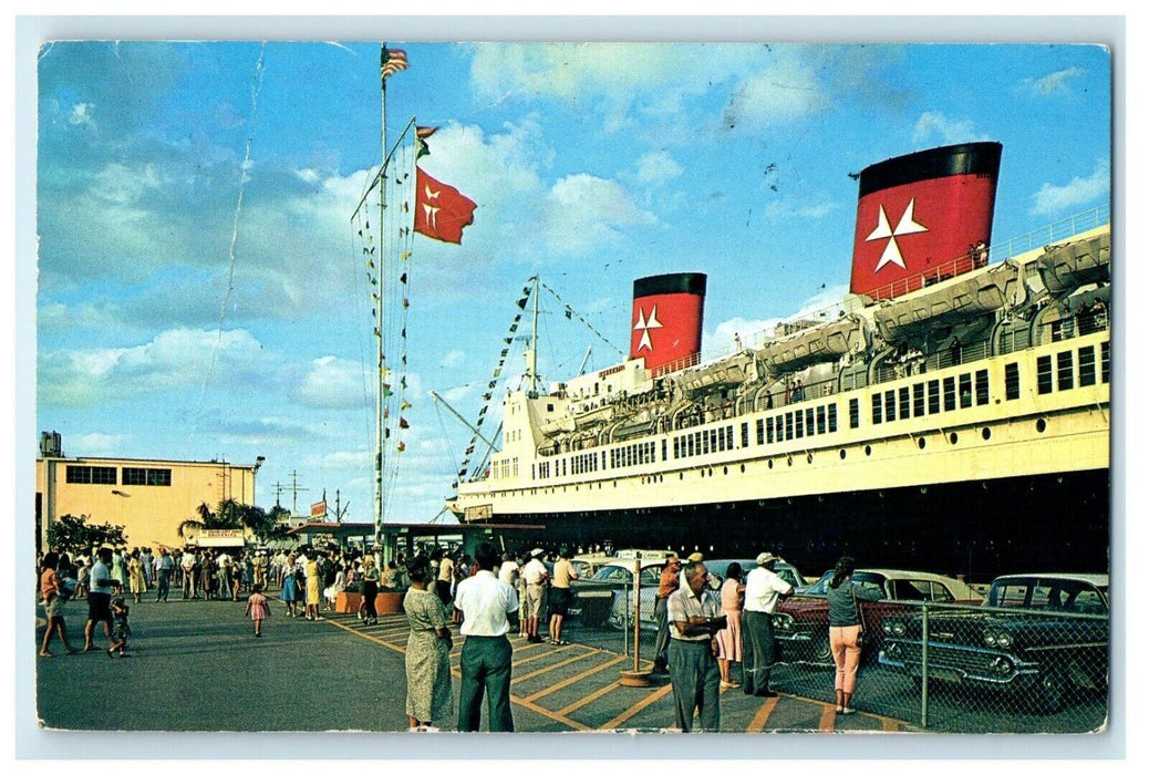 1963 Waiting For The Ship At Port Everglades Ft. Lauderdale Florida FL Postcard