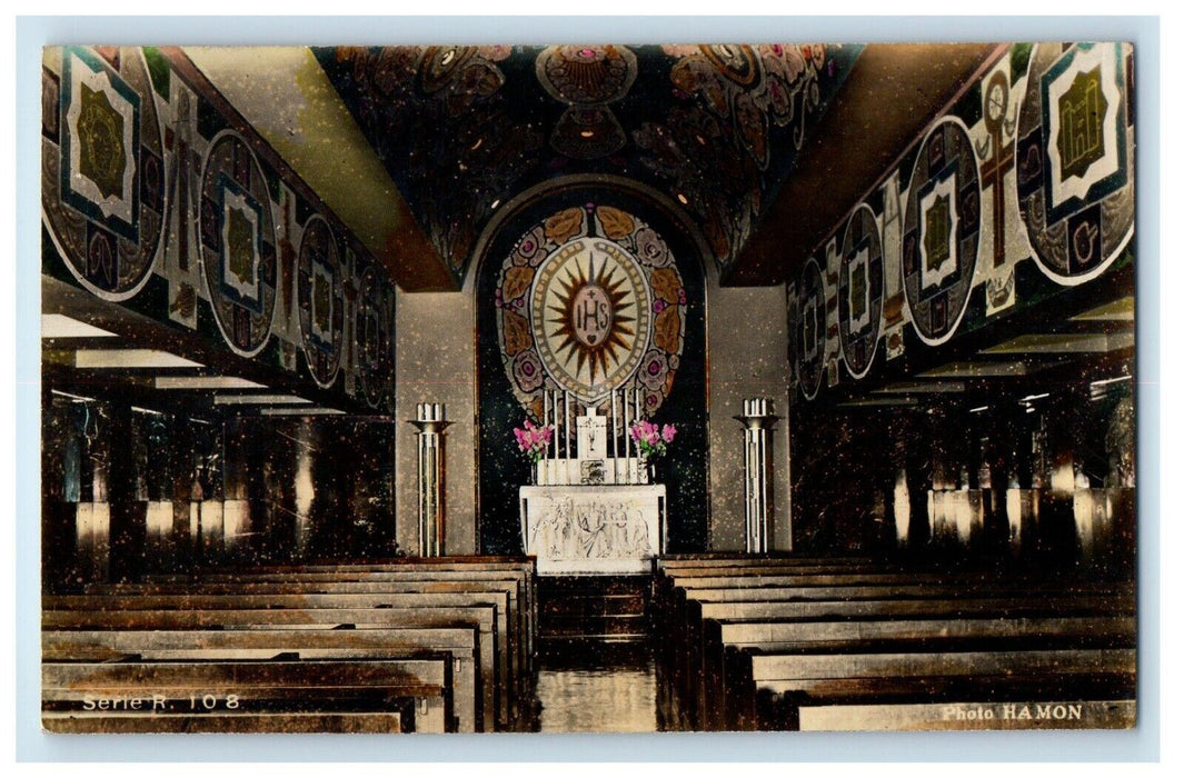 c1910's Normandie Chapel Church Interior France Hamon Photo Antique Postcard