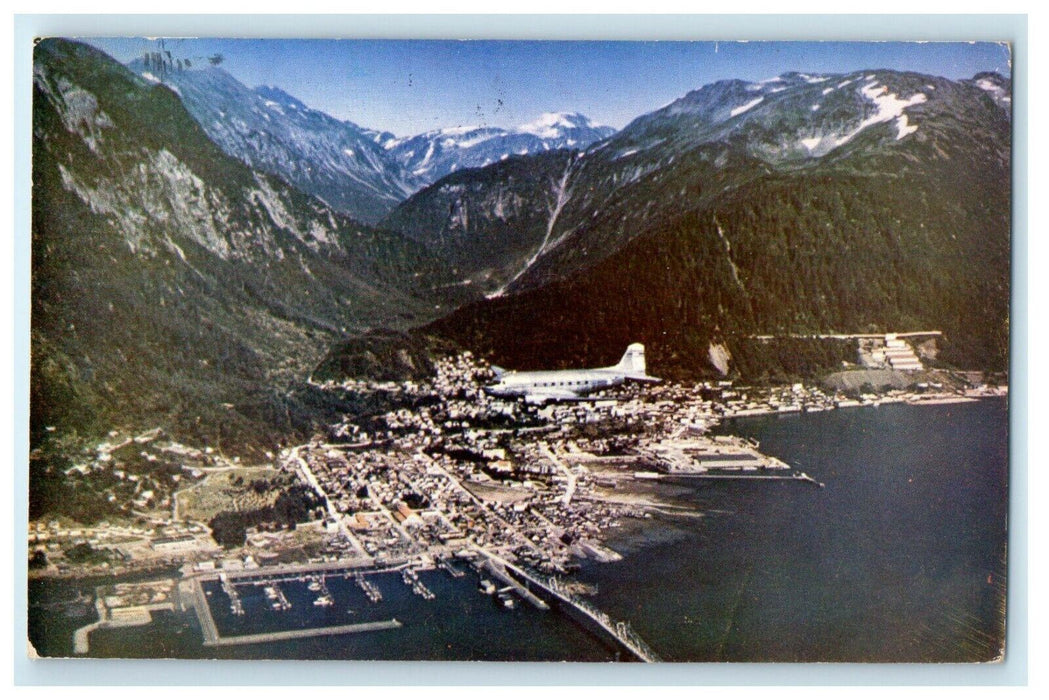 1950 Aerial View Of Clipper Over Juneau Alaska AK Posted Vintage Postcard