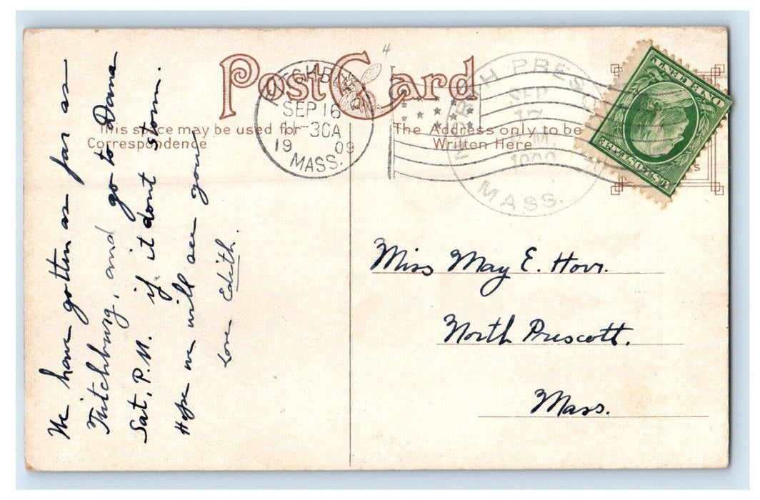 1909 Whalom Park Theatre Fitchburg Massachusetts MA Posted Antique Postcard