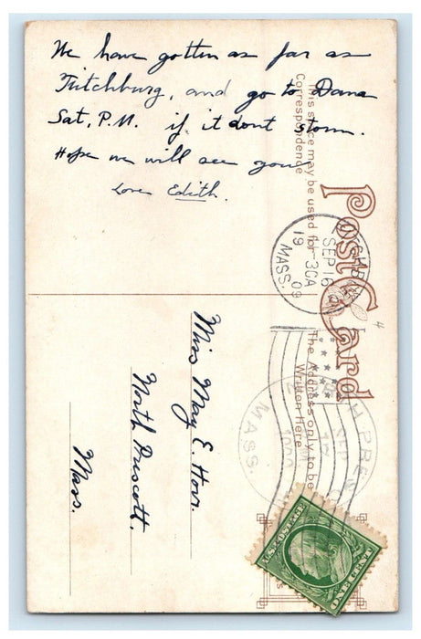 1909 Whalom Park Theatre Fitchburg Massachusetts MA Posted Antique Postcard