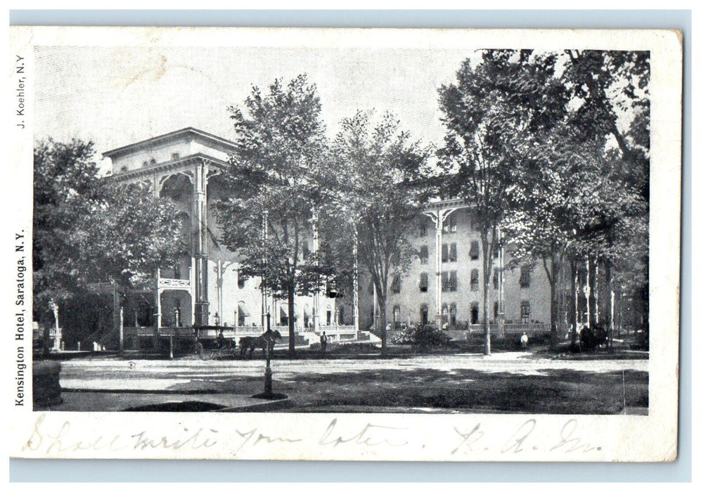 1903 Kensington Hotel Saratoga New York NY Posted Antique Postcard