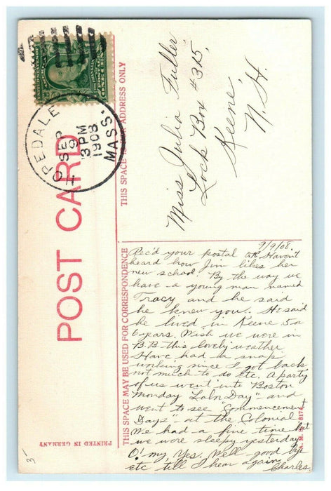 1908 Memorial Hall, Milford, Massachusetts MA Antique Postcard