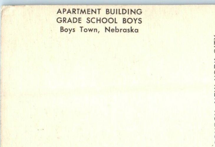 c1950's Boys Town Nebraska NE, Apartment Building Grade School Boys Postcard