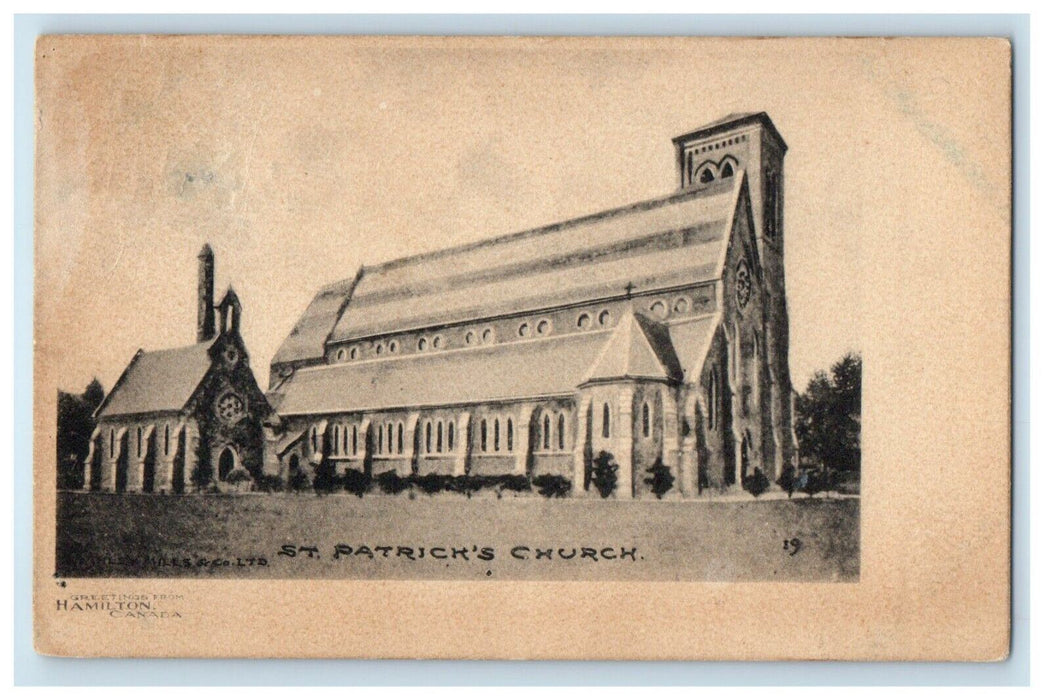 c1910's Greetings From Hamilton Canada, St. Patrick's Church Postcard