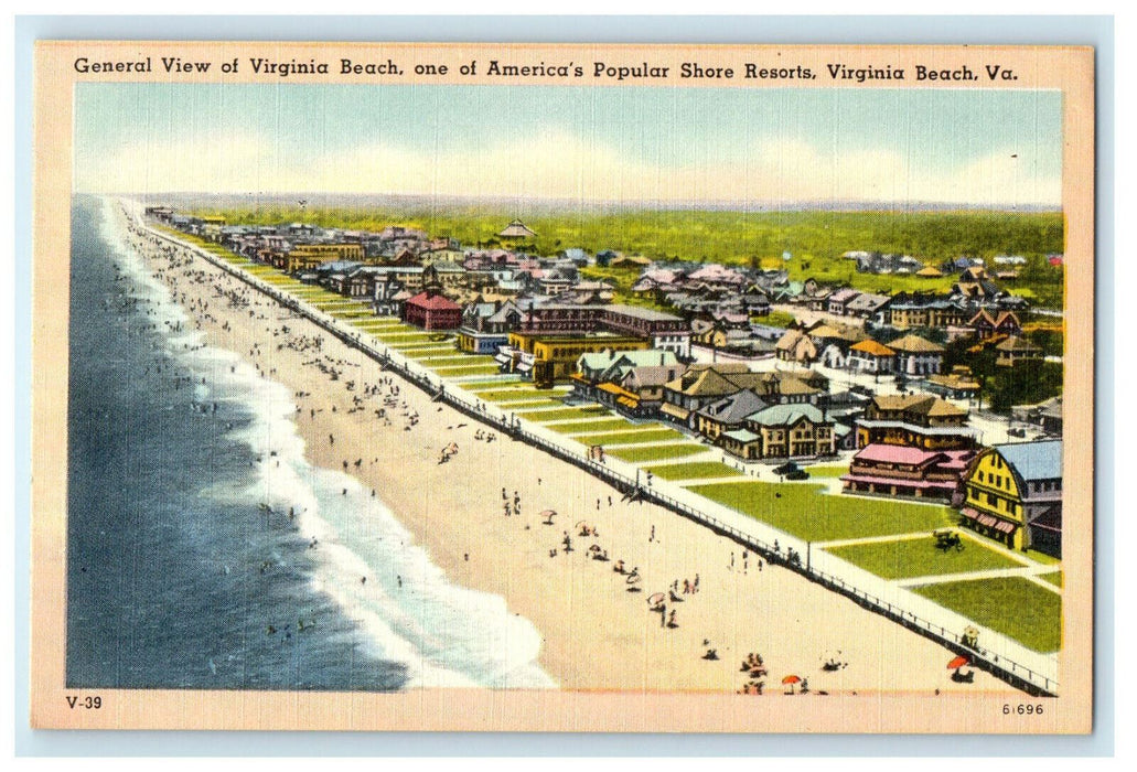 c1940s General View of Virginia Beach Popular Shore Resorts Virginia VA Postcard