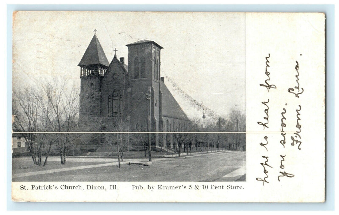 St. Patrick's Church Dixon Illinois 1909 5&10 Cent Vintage Antique Postcard