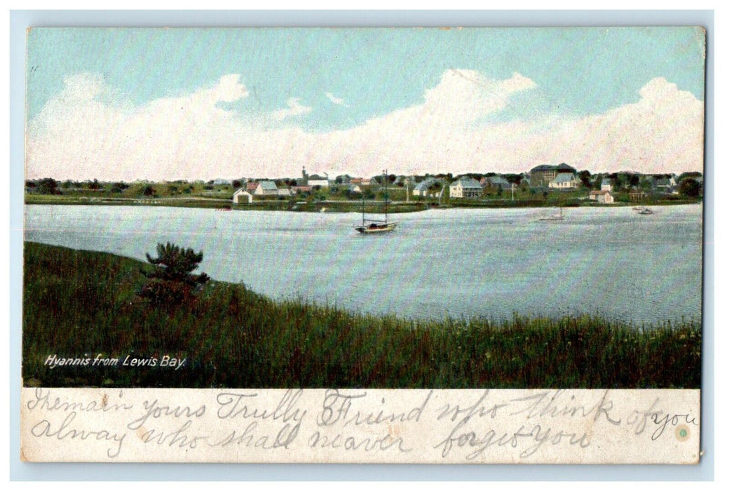 c1905 Hyannis Massachusetts MA, View From Lewis Bay Boat Antique Postcard