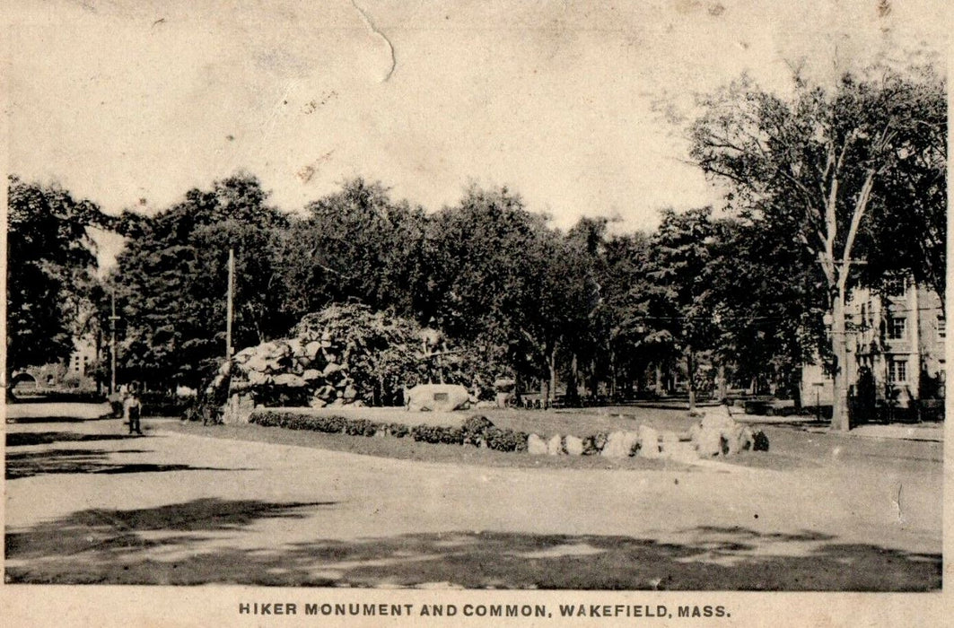 1934 Hiker Monument Common Wakefield MA Rotary Club Lunch Advertising Postcard