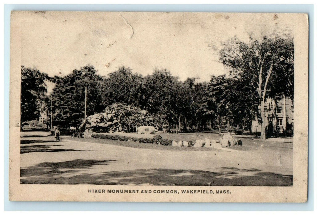 1934 Hiker Monument Common Wakefield MA Rotary Club Lunch Advertising Postcard