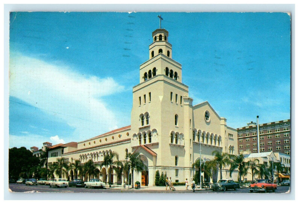 1963 Christ Methodist Church Street View Cars St. Petersburg Florida FL Postcard