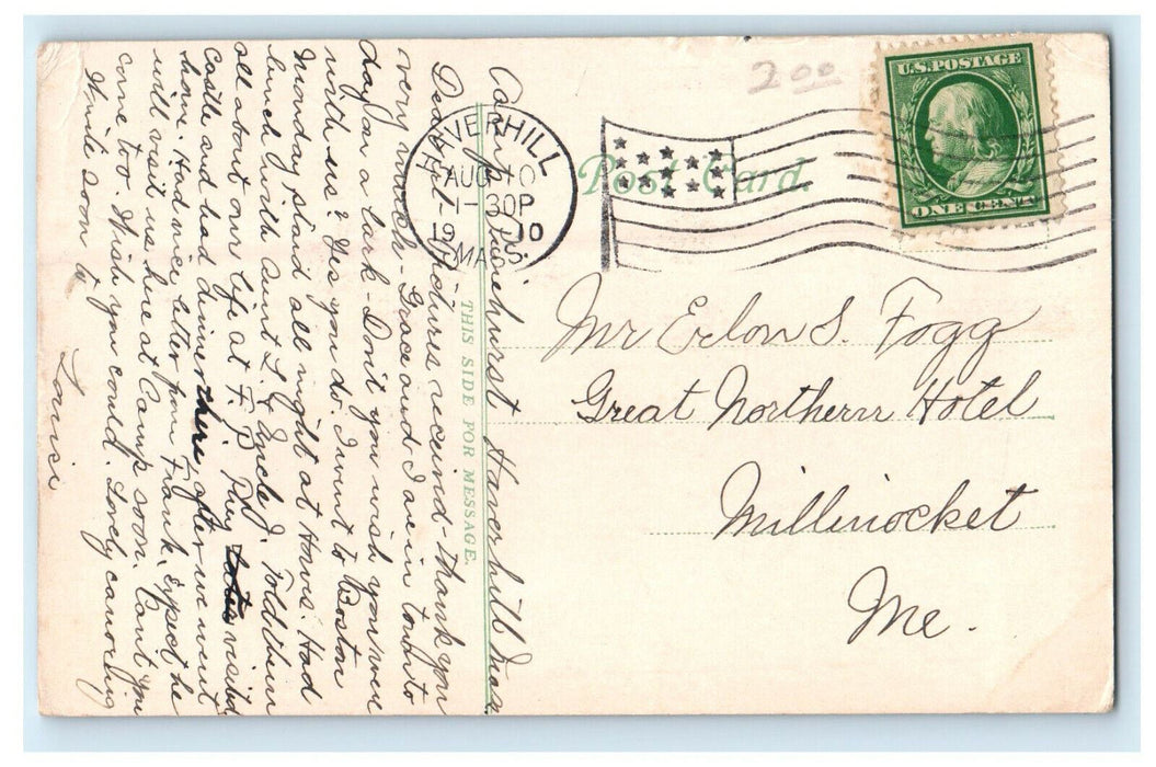 1910 Lake Saltonstal, Haverhill, Massachusetts MA Posted Antique Postcard