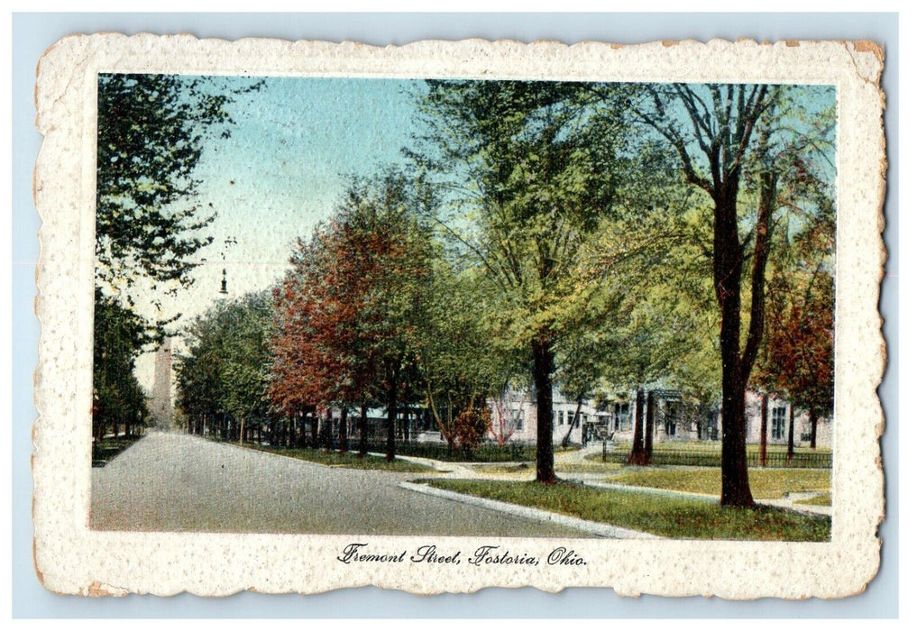 1913 View Of Fremont Street Fostoria Ohio OH Posted Antique Postcard