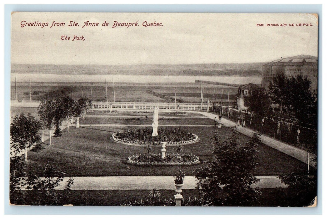 c1910's Greetings From Ste. Anne De Beaupre Quebec Canada, The Park Postcard