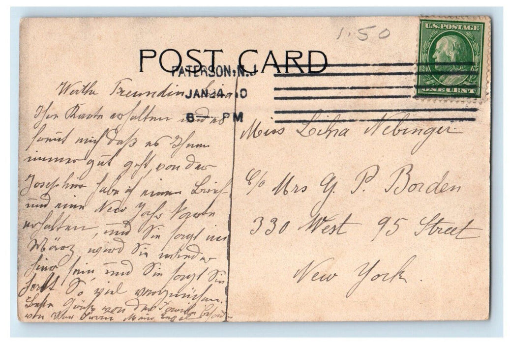 1910 Hotel Breslin From Chestnut Point Lake Boat Hopatcong NJ Antique Postcard