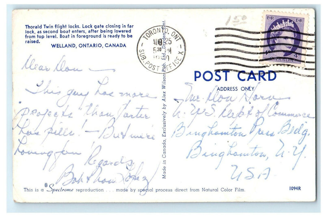 1959 Goldin Hind Montreal Boat Welland Ontario Canada CA Vintage Postcard