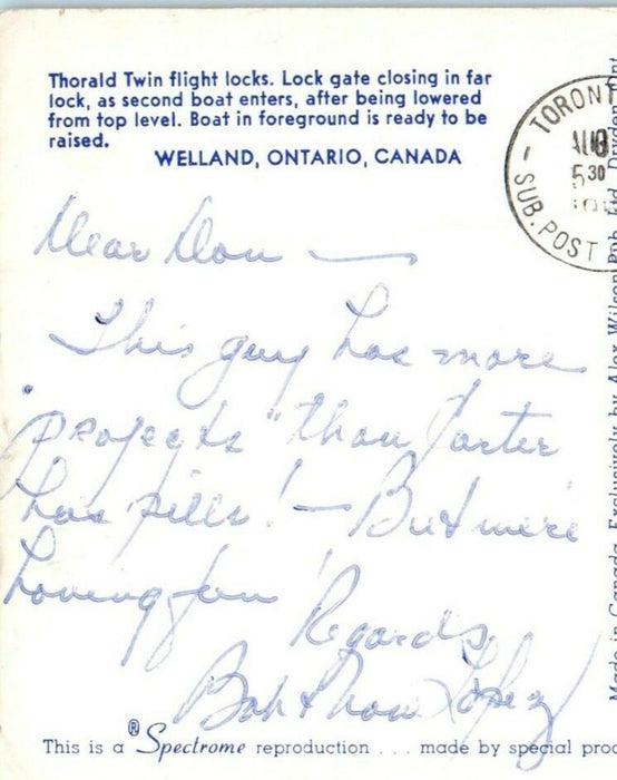 1959 Goldin Hind Montreal Boat Welland Ontario Canada CA Vintage Postcard