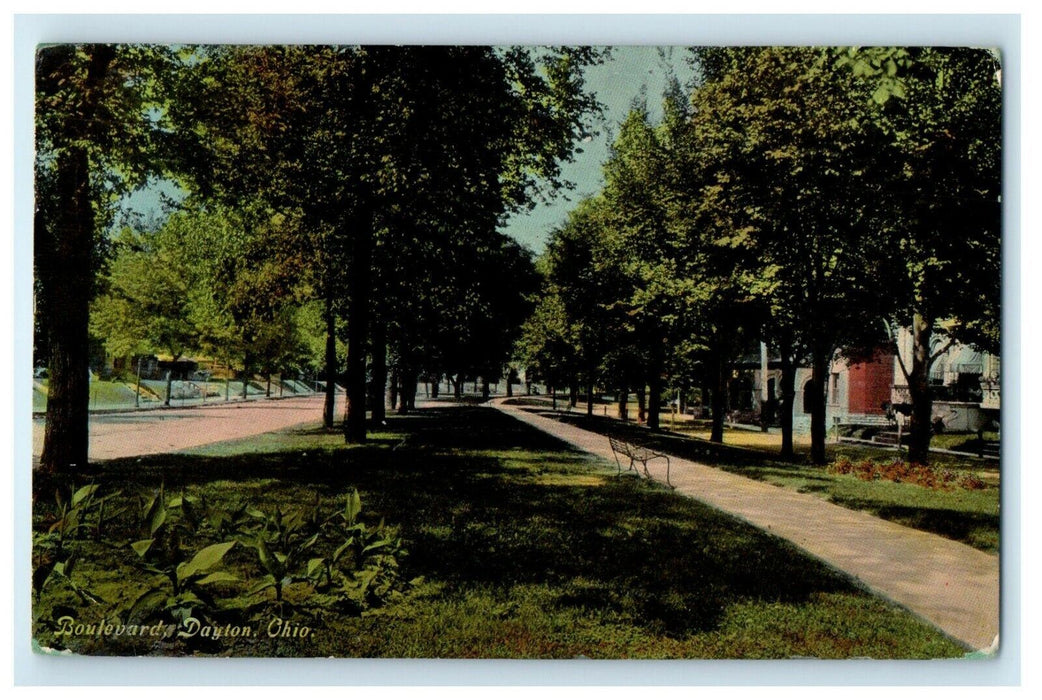 1913 A View Of Boulevards Dayton Ohio OH Posted Antique Postcard