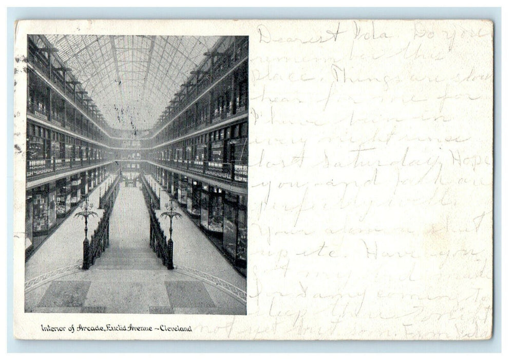 1906 Interior Of Arcade Euclid Avenue Cleveland Ohio OH Antique Postcard