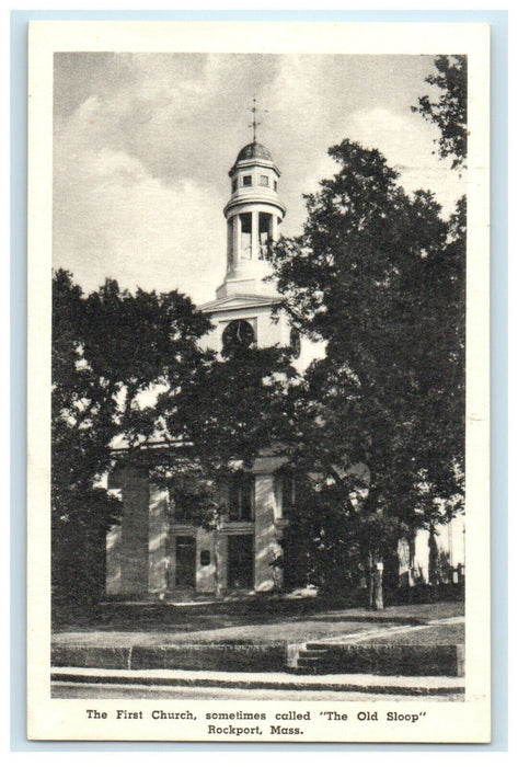 c1930's The First Church Rockport Massachusetts MA "The Old Sloop" Postcard