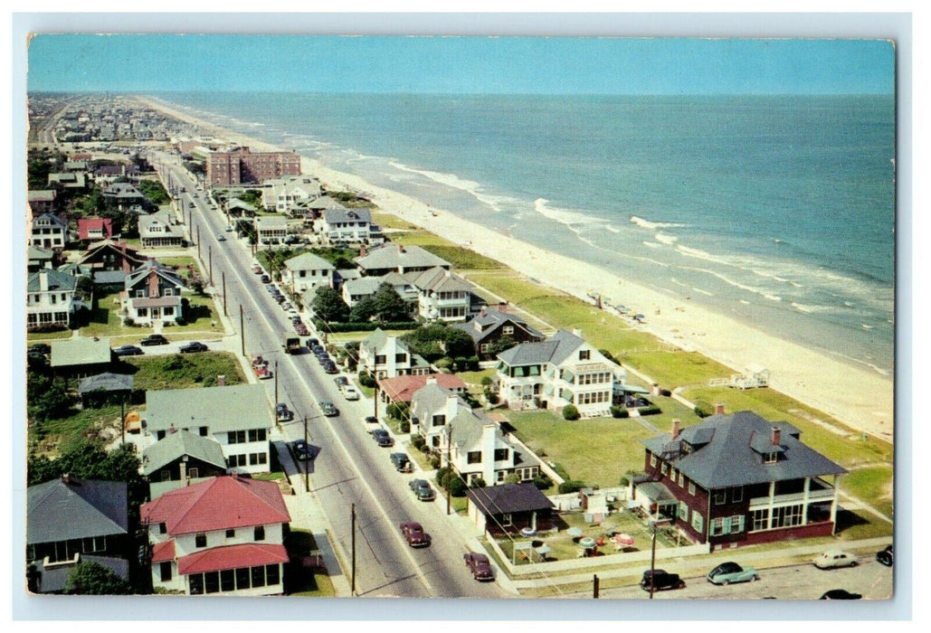 1954 Virginia Beach VA, Looking North From Top Of Mayflower Apartments Postcard