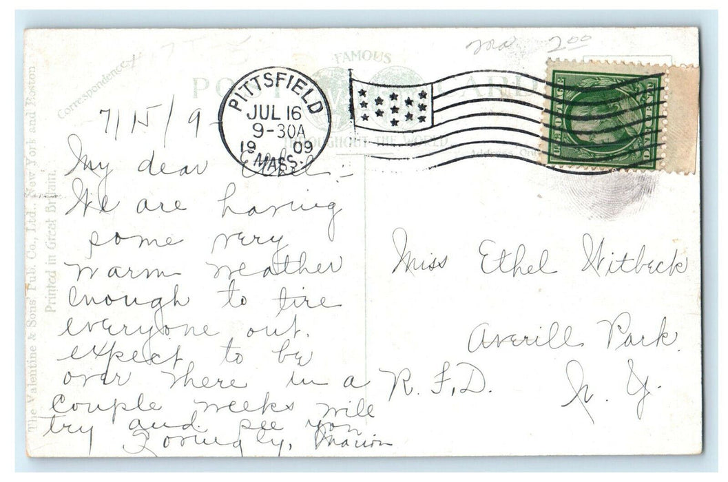1909 East Street View, Pittsfield, Massachusetts MA Posted Postcard