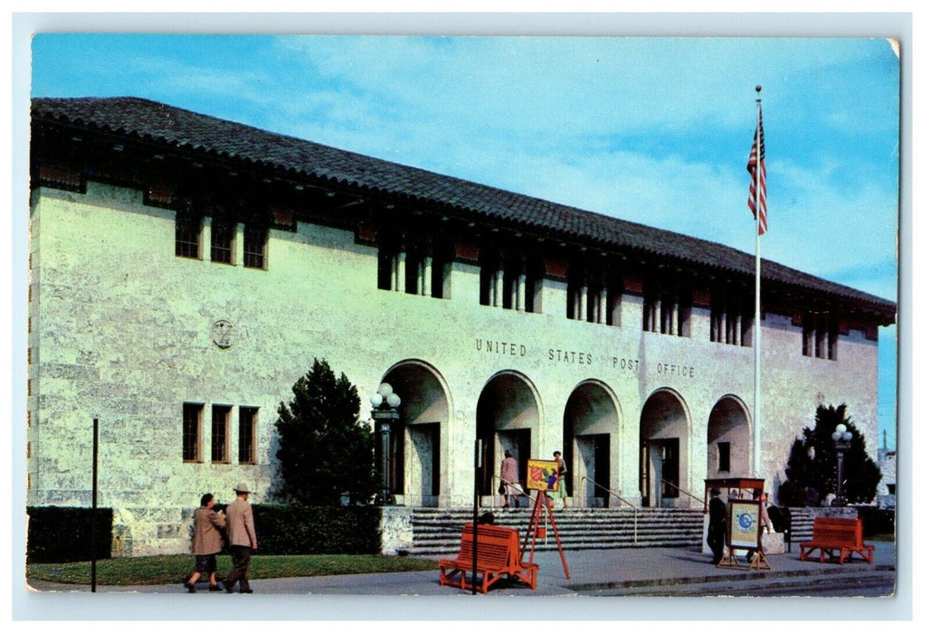 c1950's U.S Post Office In Clearwater Springtime City Florida FL Postcard