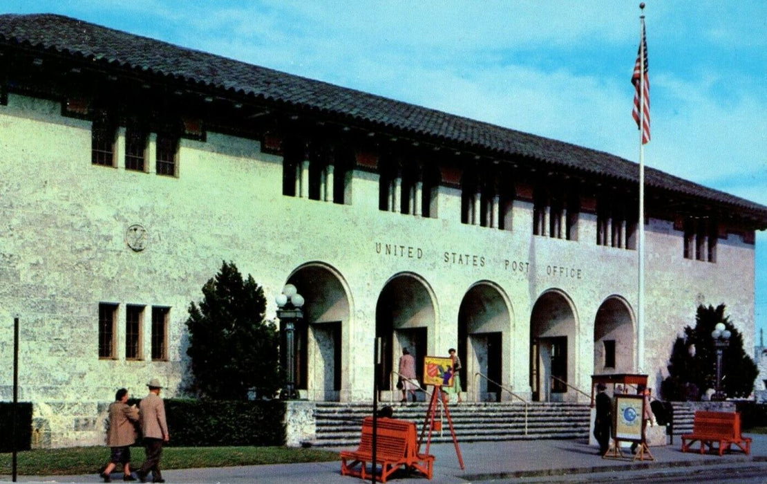 c1950's U.S Post Office In Clearwater Springtime City Florida FL Postcard