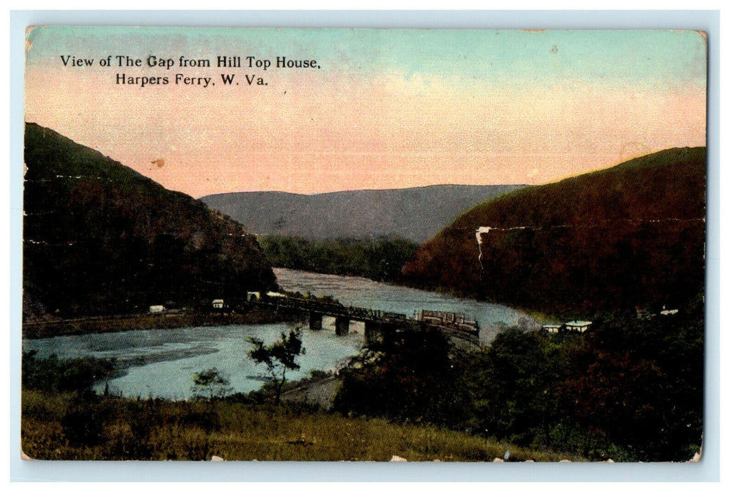 c1910s View of Gap from Hill Top House, Harpers Ferry, West Virginia WV Postcard