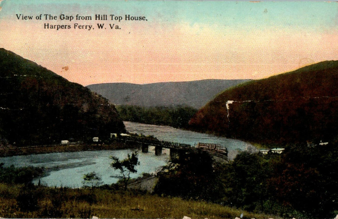 c1910s View of Gap from Hill Top House, Harpers Ferry, West Virginia WV Postcard