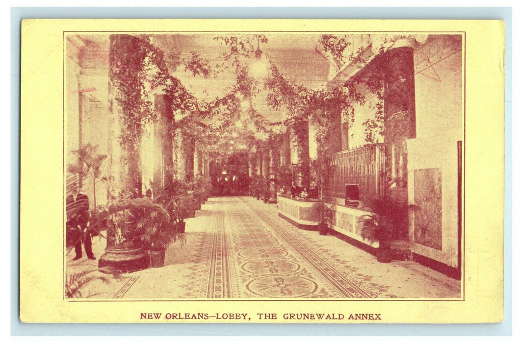 c1905s Lobby, The Grunewald Annex, New Orleans Louisiana LA Unposted Postcard