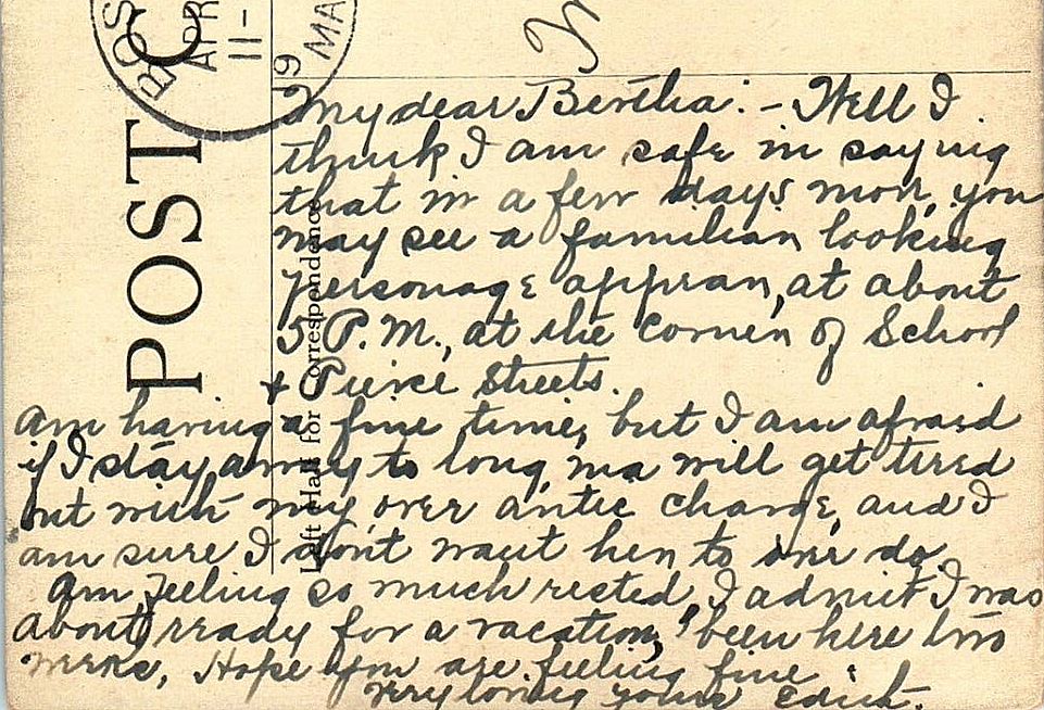 1910 Washington Elm, Cambridge Massachusetts MA Antique Cancel Postcard