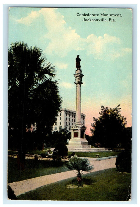c1910's Confederate Monument Jacksonville Florida FL Antique Postcard