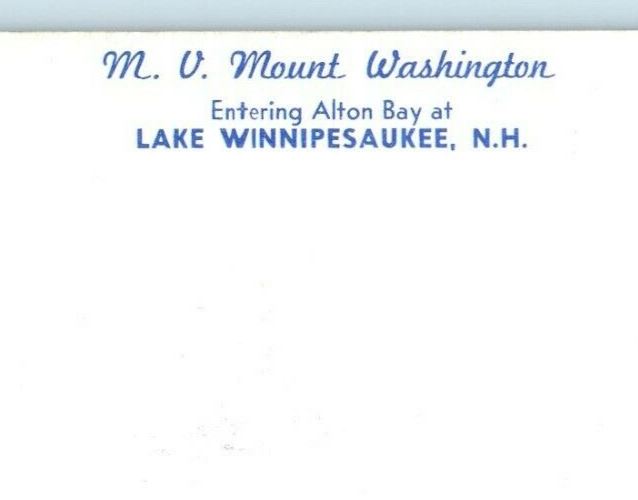 Winnipesaukee NH, M.V Mount Washington Entering Alton Bay Ferry Ship Postcard